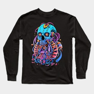 Optical Cyber Skull Long Sleeve T-Shirt